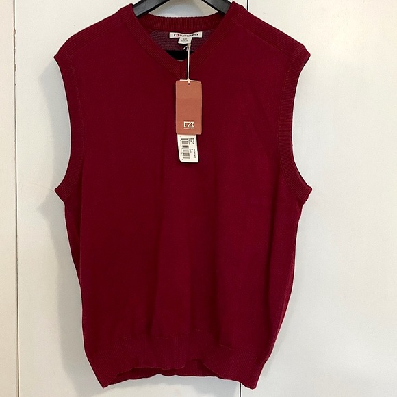 NWT - Cutter & Buck Maroon Sweater Vest, Size: Men’s small. - Picture 1 of 4
